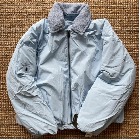 NEW Free People Outpost Bomber Jacket In Boardwalk Blue - Picture 10 of 16